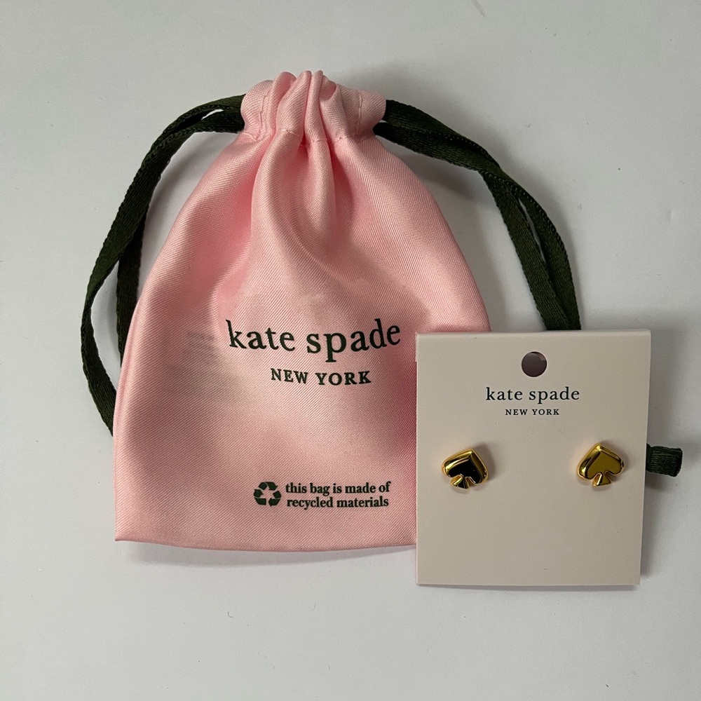 Kate Spade Everyday Spade signature spade gold earrings NWT
